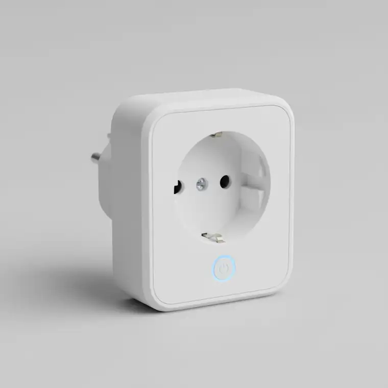 Gniazdko smart z pomiarem energii skonfigurowane w aplikacji Tuya, widok ekranu i podłączonego urządzenia w domowej instalacji