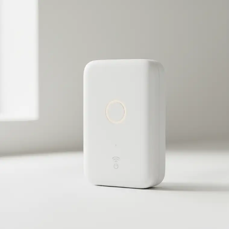 Plan mieszkania w bloku z wieloma sieciami Wi‑Fi i zaznaczonym gniazdkiem smart, które traci połączenie z routerem, ilustrujący problem zakłóceń